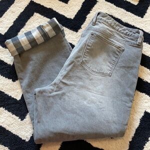 EUC LL Bean favorite fit grey lined jeans plaid